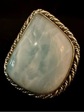 Sterling Silver Larimar Statement Ring in Pale Blue